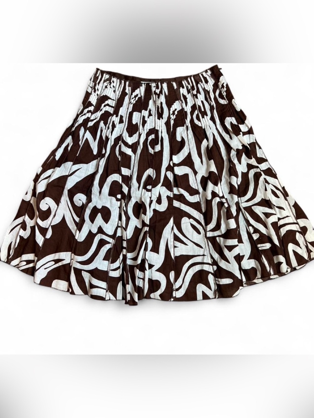 Vintage Allison Taylor Brown & White Swirl Pleated Midi skirt